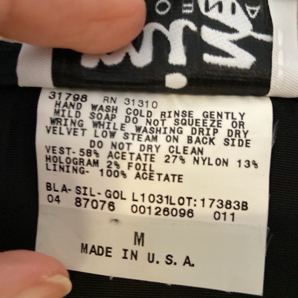 Vintage Miz California Black Velvet Glitter Foil Geometric Pattern Vest - Picture 7 of 7